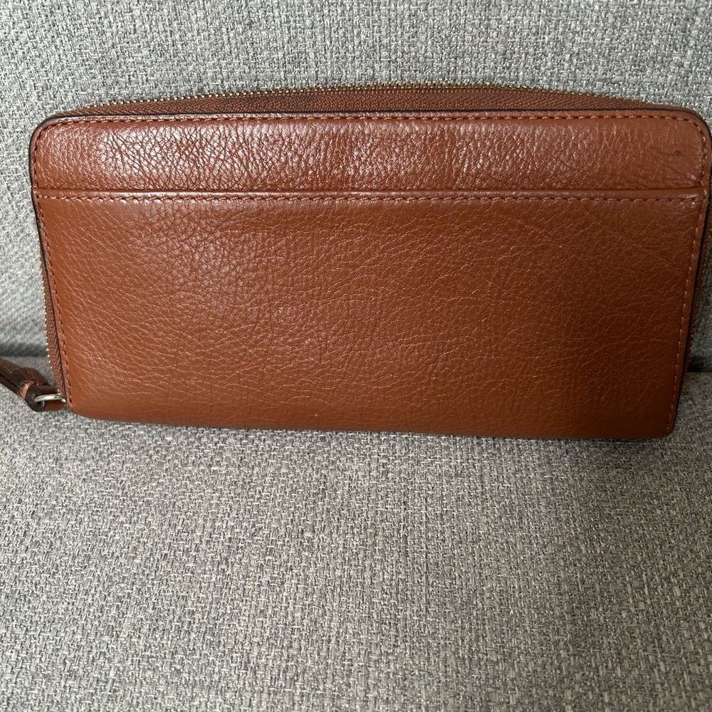 Coach Brown Pebbled Leather Wristlet Clutch - Picture 4 of 15